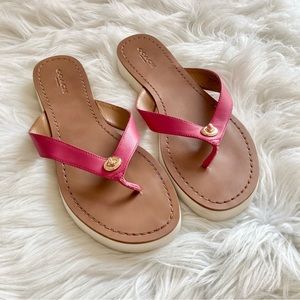 Coach Pink Shelly Leather Flip Flops Size 9